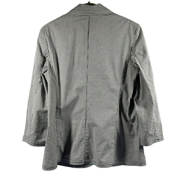 Talbots Women's Jacket Size 8 Black White Check Unlined Button Pockets Stretch - Picture 2 of 8